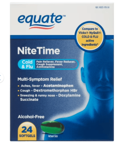 Equate NiteTime Cold & Flu Multi-Symptom Relief, 24 Count