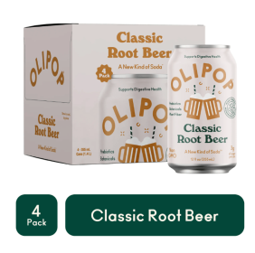 OLIPOP Prebiotic Soda, Classic Root Beer, 12 fl oz, 4 Pack, Pantry Packs