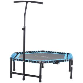 4.5ft Exercise Trampoline, Portable & Foldable Fitness Trampoline with Adjustable T-Bar and Heavy-Duty Design, Blue