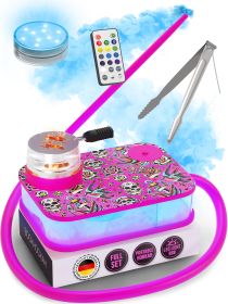 Pink Portable Hookah Set With Everything And Case Premium Book Hookah with Tattoo Pattern