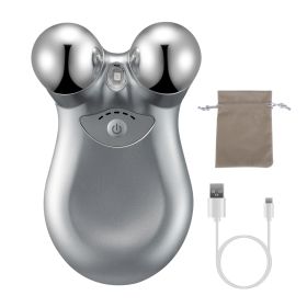 1Pc Micro-current Face Massager Rechargeable Face Neck Roller Intelligent Facial Massager With 5 Gears For Skin Tightening Skin Lifting Wrinkle R (Color: Grey)